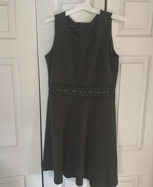OWIN Womens Elegant Olive Sleeveless Flared A Line Swing Casual Size XL